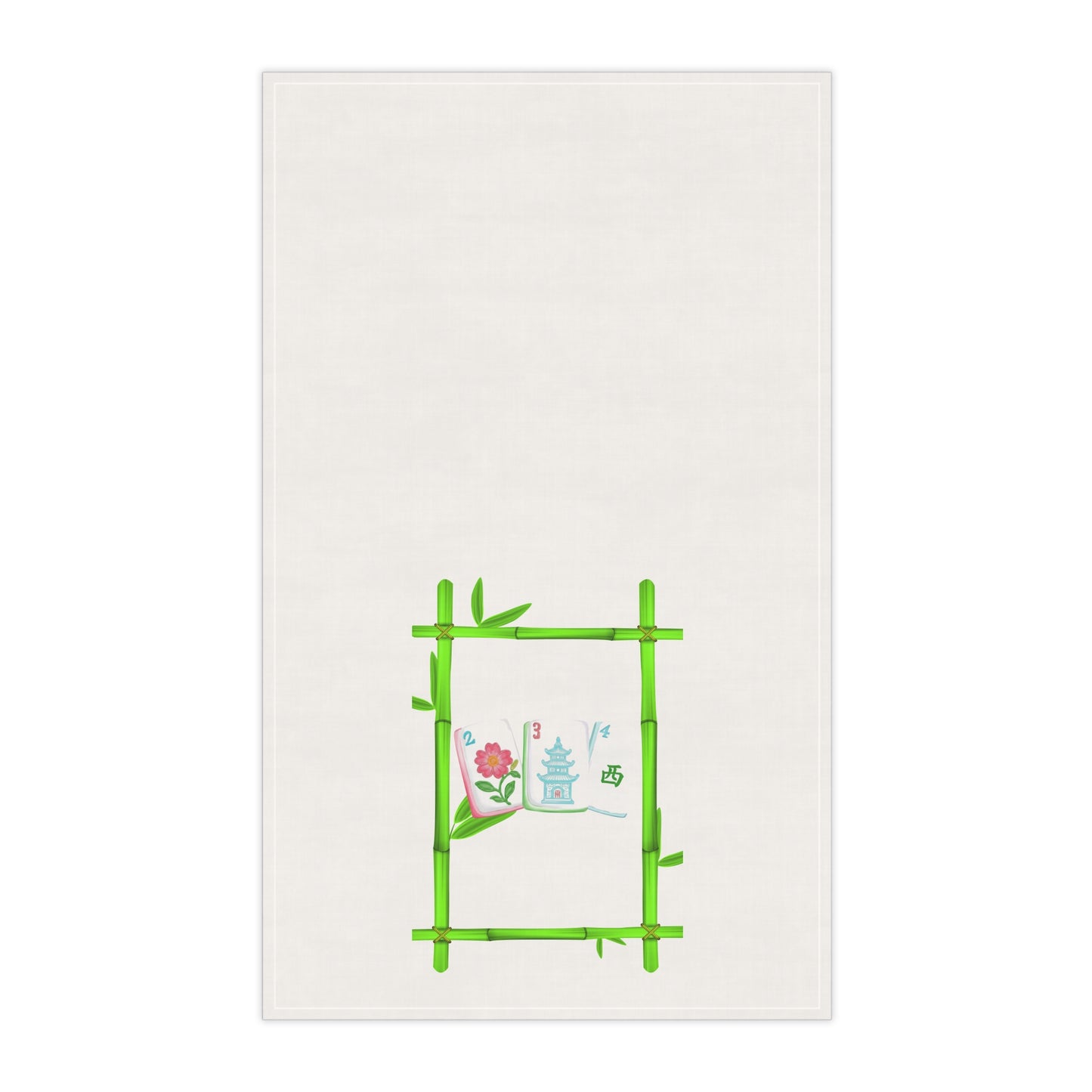 Bamboo Mahjong Design Tea Towels - Asian-Inspired Kitchen Decor, Gift for Mahj Lovers, Eco-Friendly Cotton
