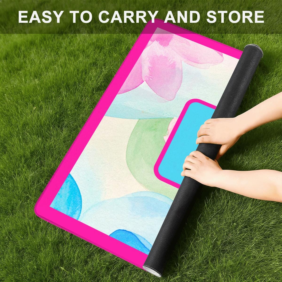 Floral Pink Watercolor Travel Mahjong Mat (20.9 x 20.9 inch)