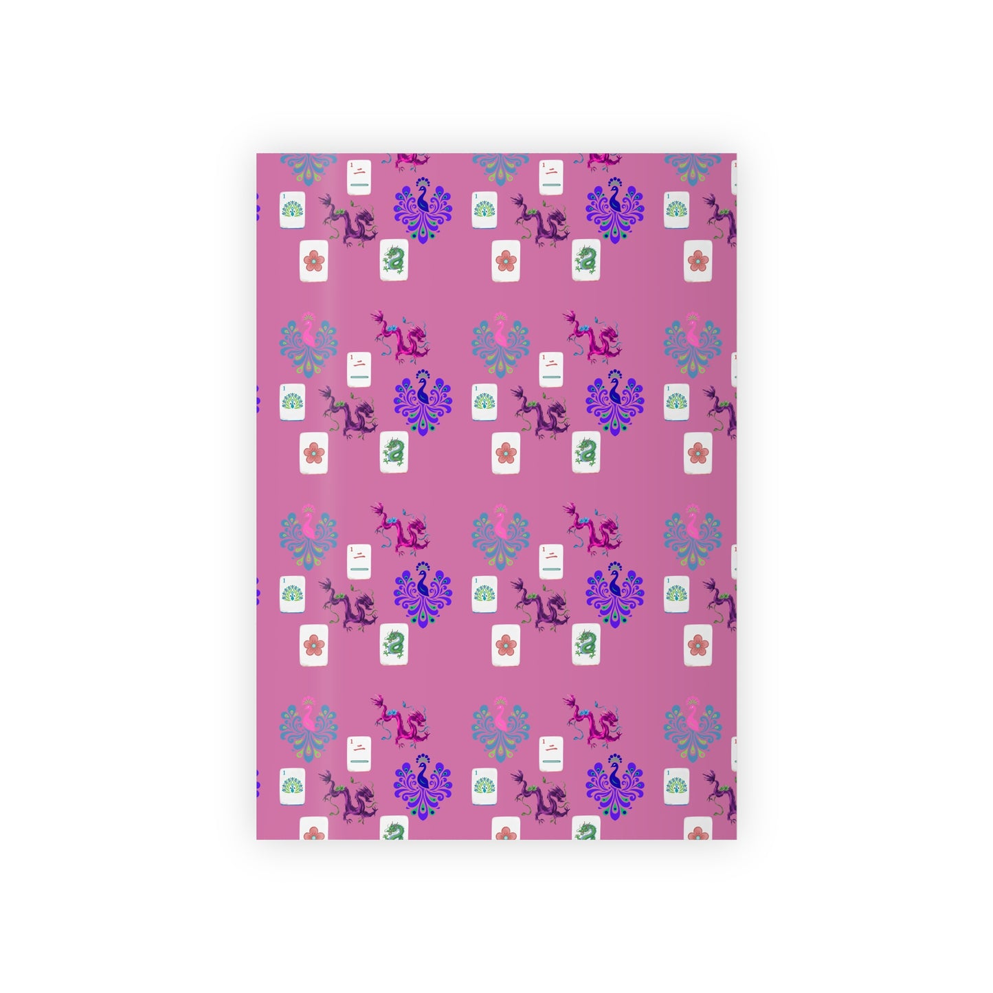Mahjong Tiles Pattern Gift Wrap Roll | Pink Wrapping Paper