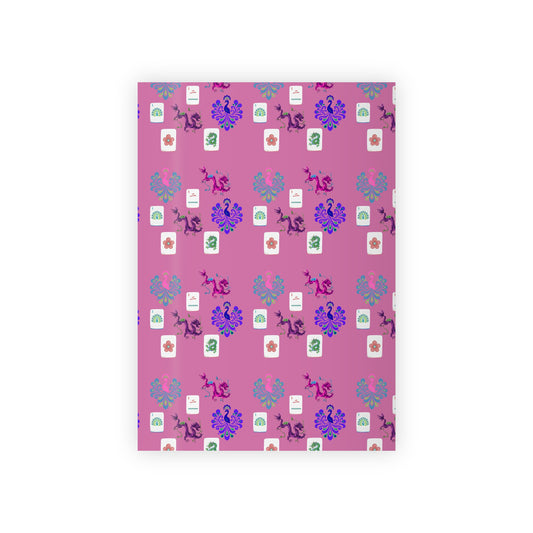 Mahjong Tiles Pattern Gift Wrap Roll | Pink Wrapping Paper