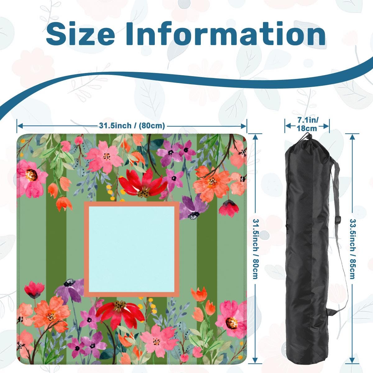 Blue and Coral Floral Mahjong Mat: Mahj Game Tabletop (31.5-inch)