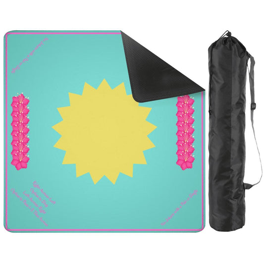 Sunny Day Turquoise Mahjong Mat with corner instructions: Mahj Game Tabletop (31.5-inch)