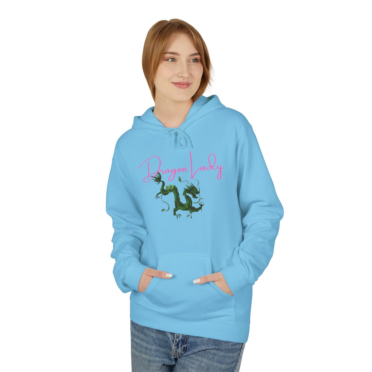 Mahjong Dragon Lady Fleece Hoodie - Cozy, Unisex, Gift for Her, Mahj Lover!
