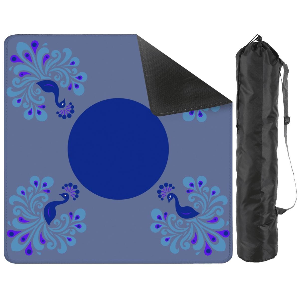 Blue Peacock Mahjong Mat: Mahj Game Tabletop (31.5-inch)