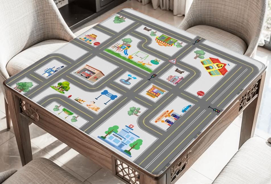 Race Car Neighborhood Game Play Mat Tabletop (31.5-inch)