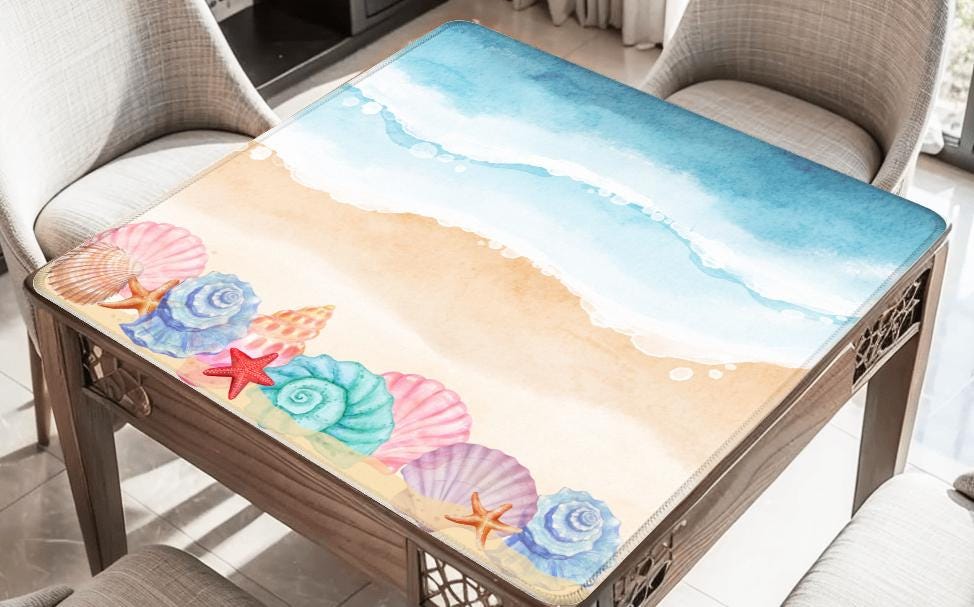Sandy Beach Mahjong Mat: Mahj Game Tabletop (31.5-inch)