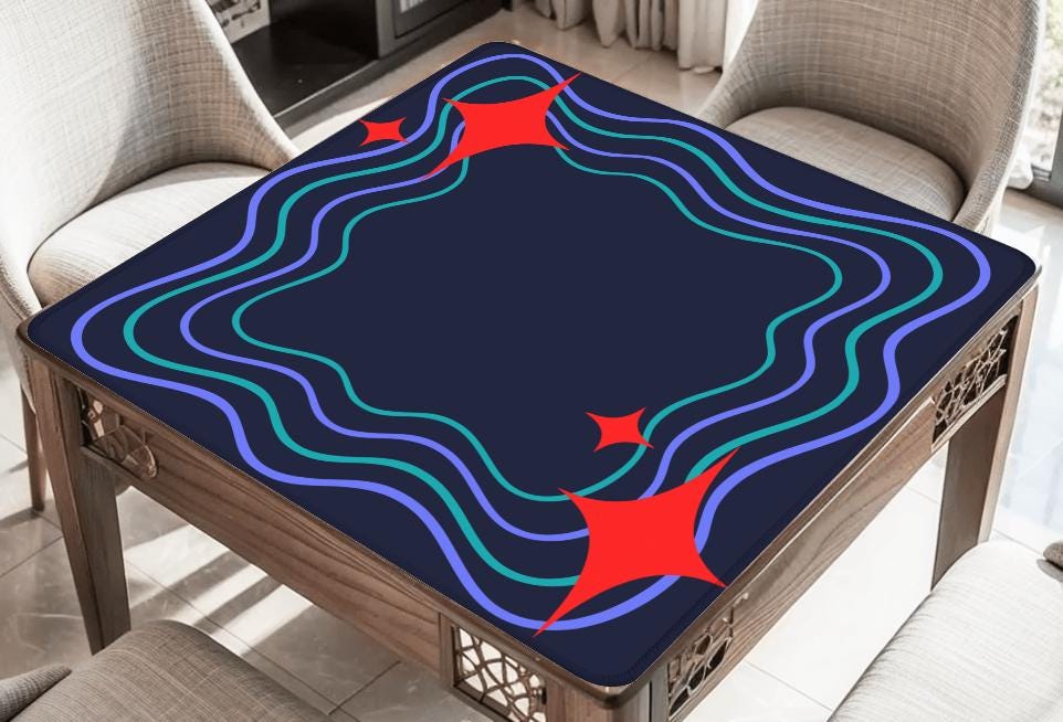 Navy and Red Pop Mahjong Mat: Multi-Color Floral Mahj Game Tabletop (31.5-inch)