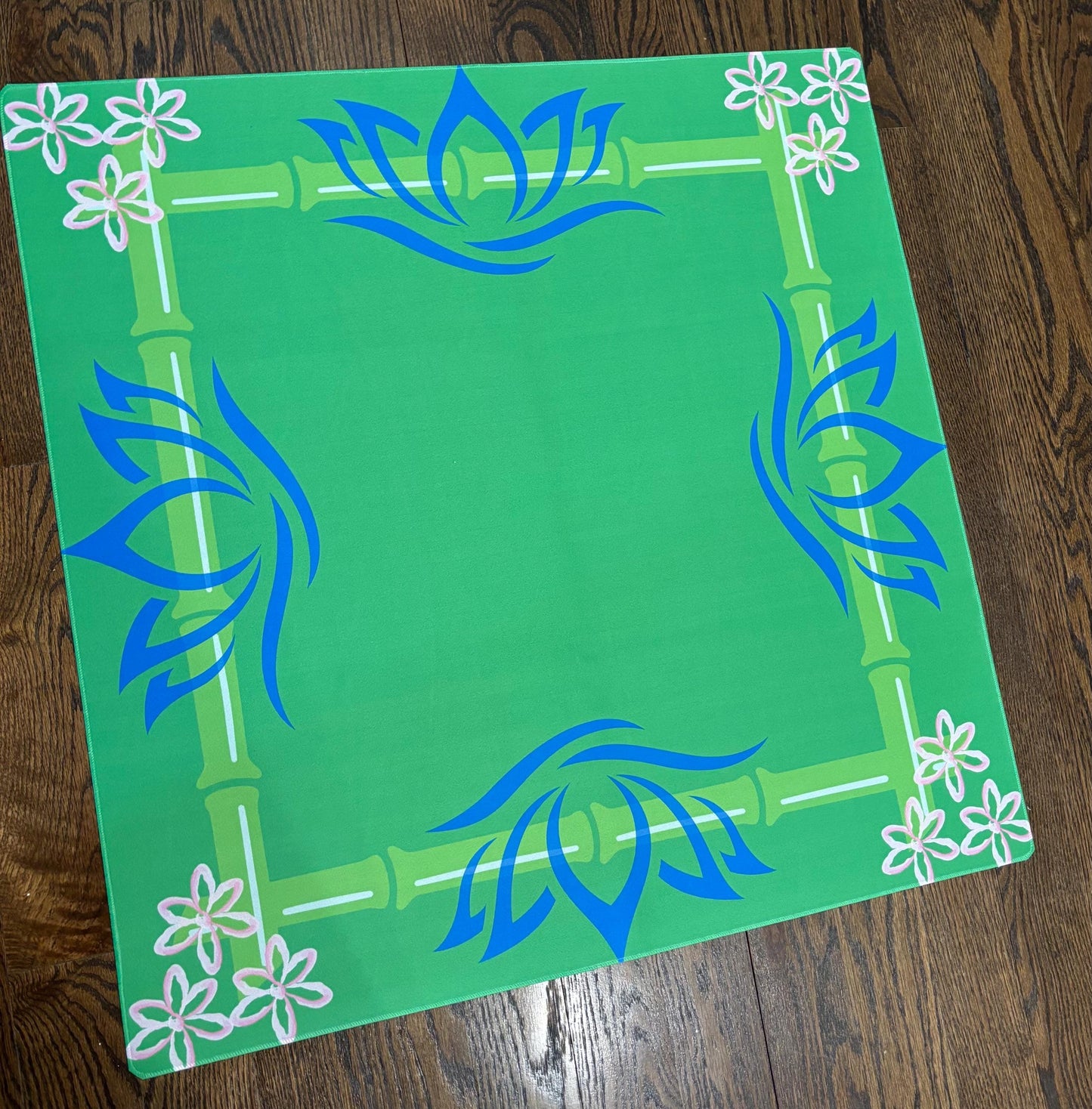 Bamboo Lotus Green Mahjong Mat: Mahj Game Tabletop (31.5-inch)