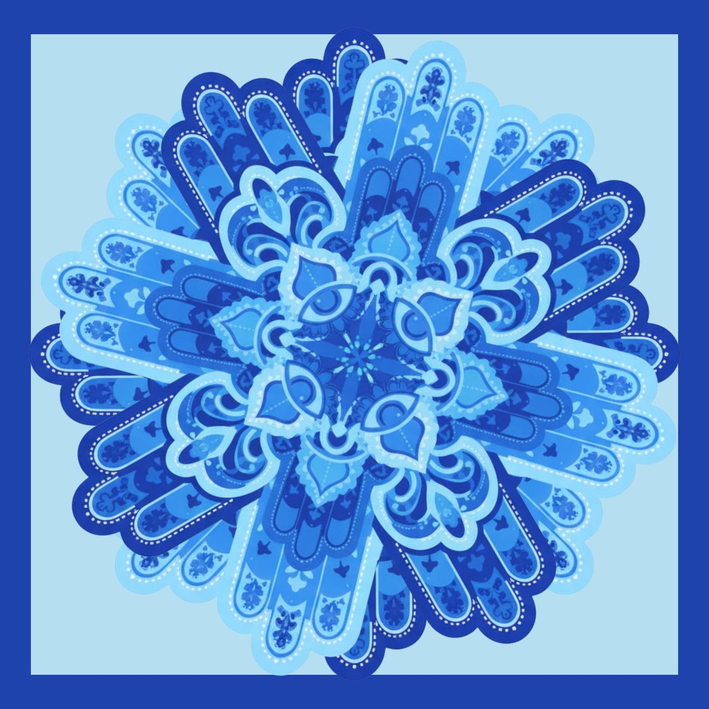 Blue Hamsa Mahjong Mat: Mahj Game Tabletop (31.5-inch)