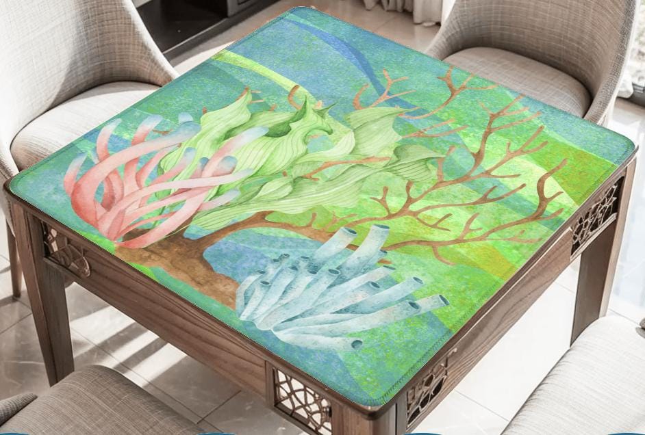 Coral Lake Mahjong Mat Tabletop (31.5-inch)
