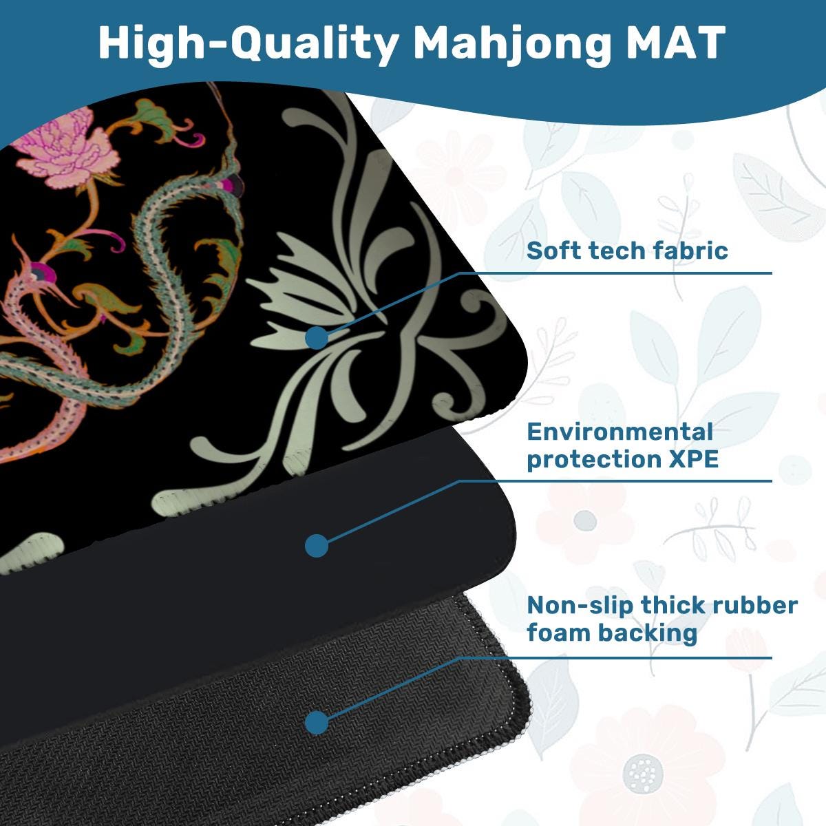 Rooster Sphere Mahjong Mat: Mahj Game Tabletop (31.5-inch)