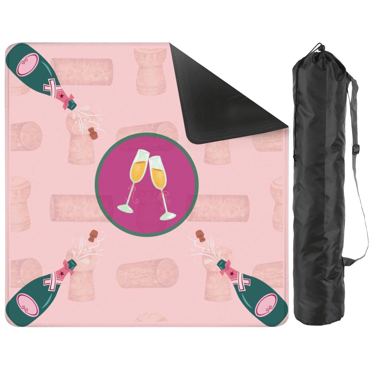 Champagne Toast Mahjong Mat: Non-Slip Polyester, 31.5" Square