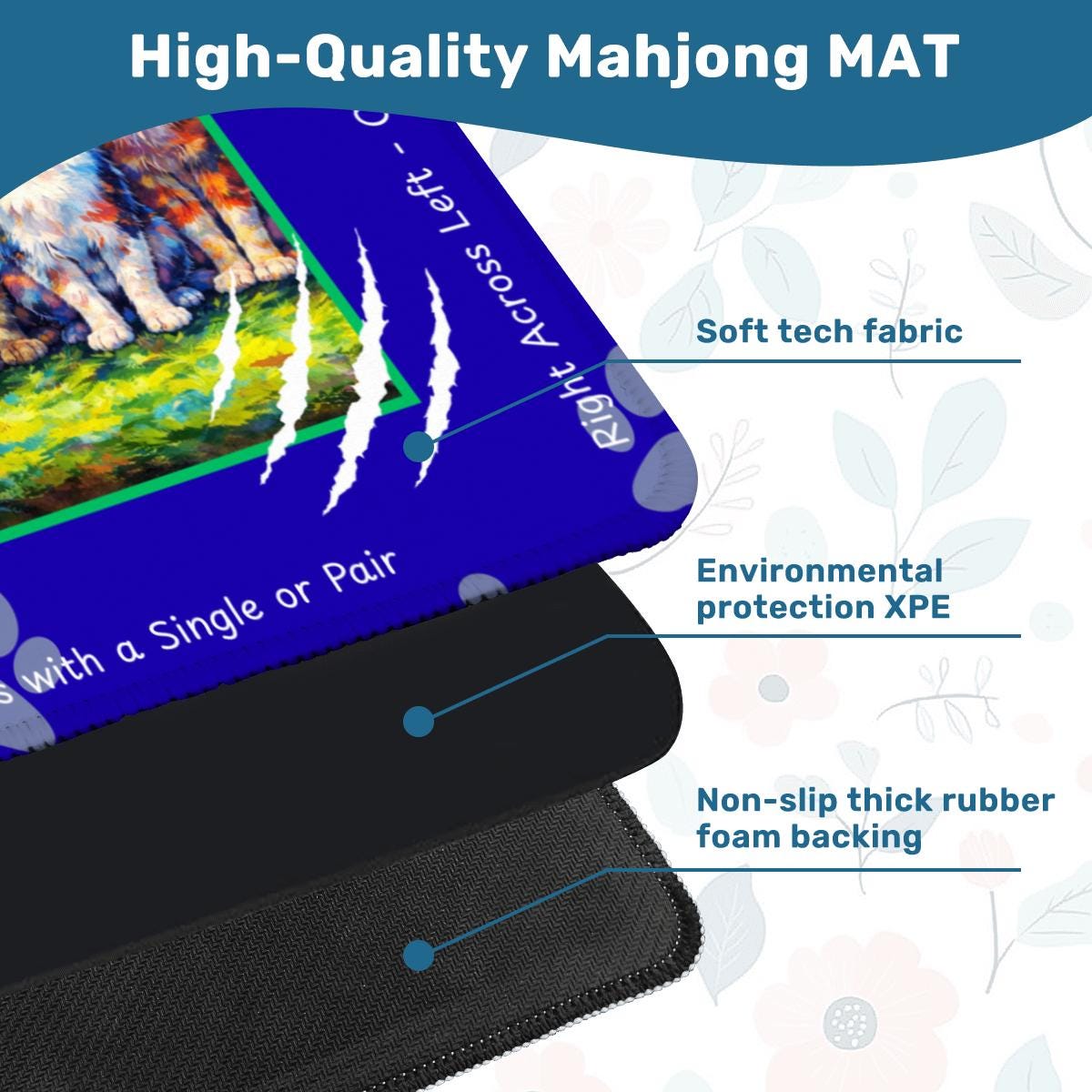 Cats Play Mahj with Directions Mahjong Mat