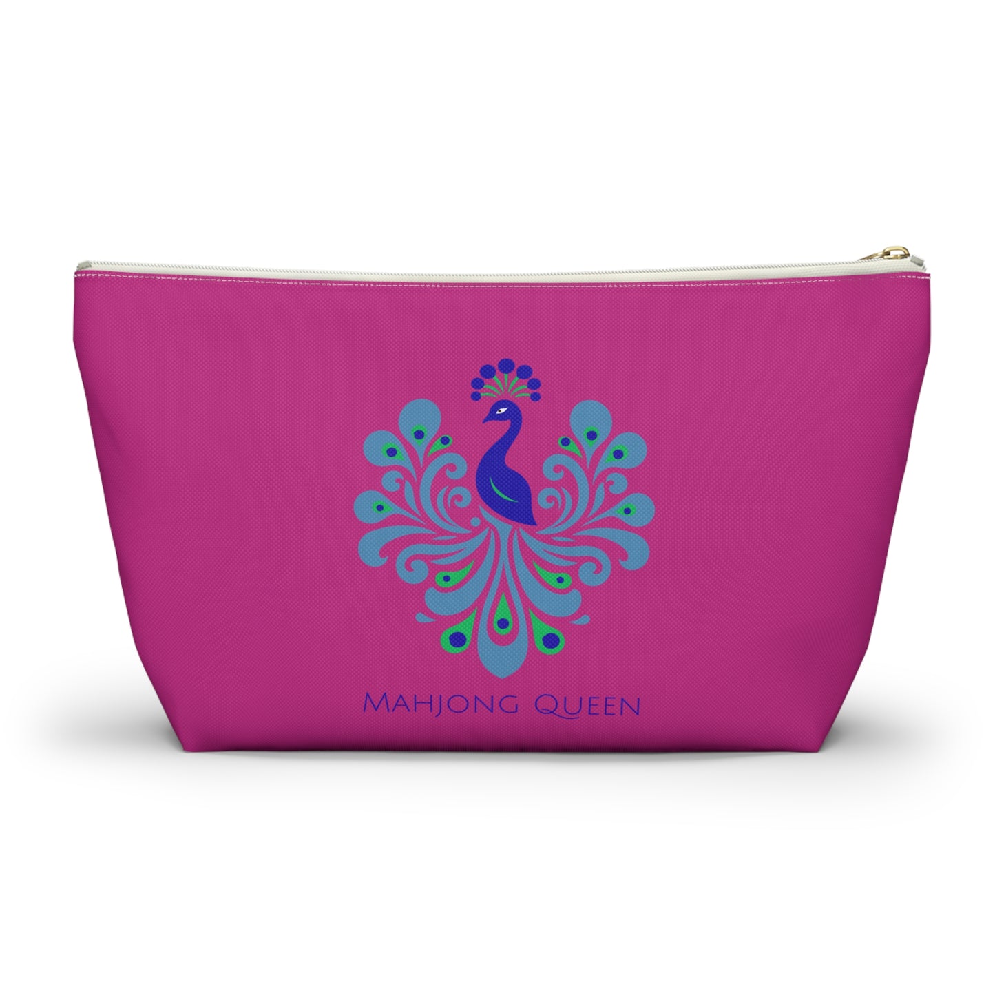 Vibrant Pink Mahjong Queen Accessory Pouch | Makeup Bag, Travel Organizer, Mahjong Colorful Pouch