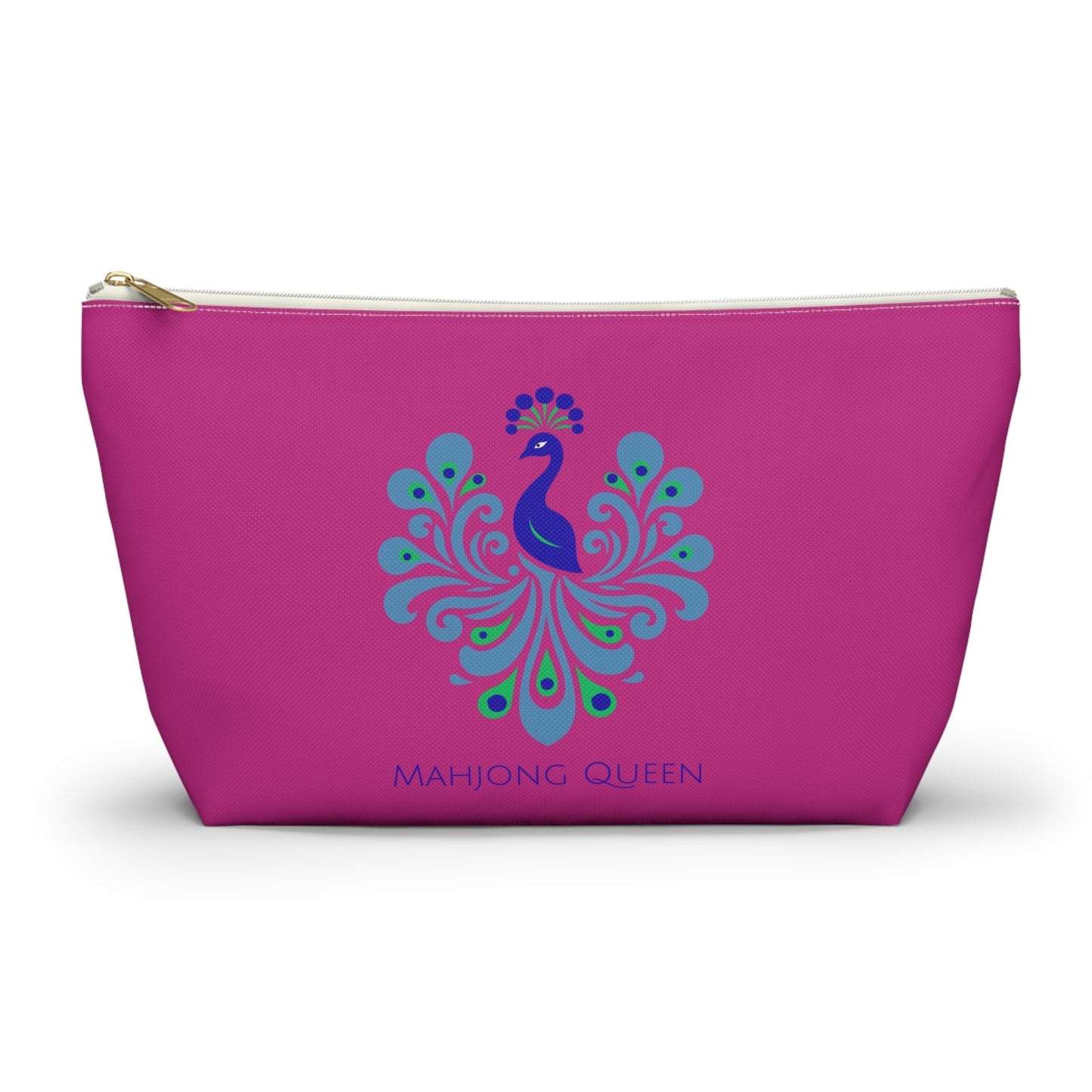 Vibrant Pink Mahjong Queen Accessory Pouch | Makeup Bag, Travel Organizer, Mahjong Colorful Pouch