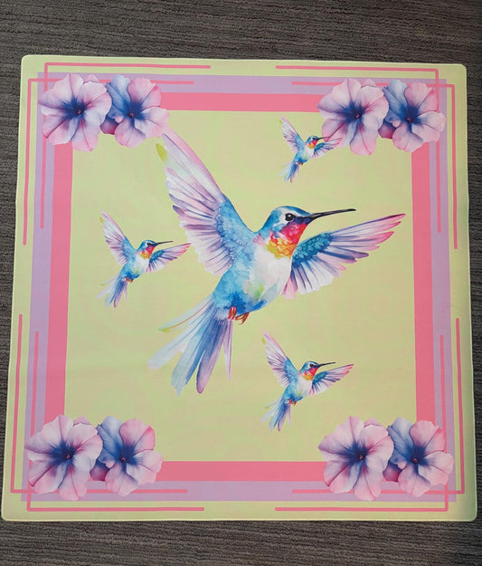 Hummingbird Spring Mahjong Mat: Mahj Game Tabletop (31.5-inch)