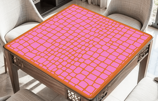 Pink & Orange Gator Mahjong Mat: Mahj Game Tabletop (31.5-inch)