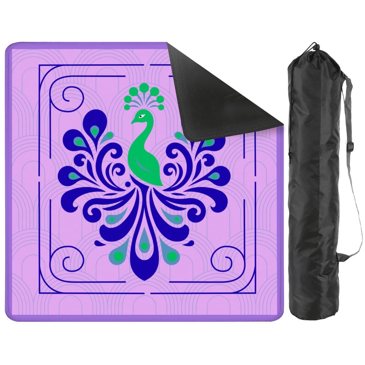Pretty as a Peacock Mahjong Mats: Non-Slip Polyester, 31.5" Square