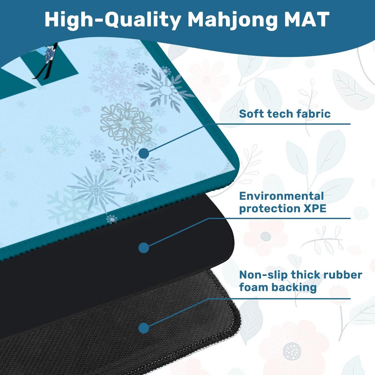 Apres Skiing in Teal with Skiers Mahjong Mat: Mahj Game Tabletop (31.5-inch)