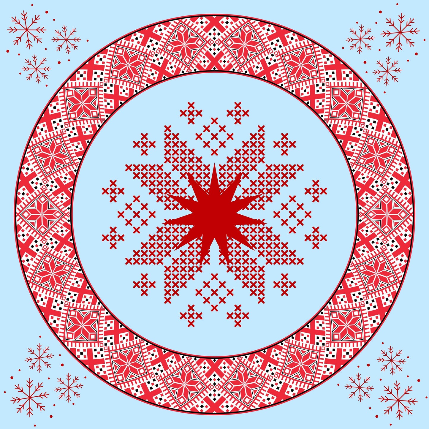 Fair Isle Snowflakes Mahjong Mat Tabletop (31.5-inch)