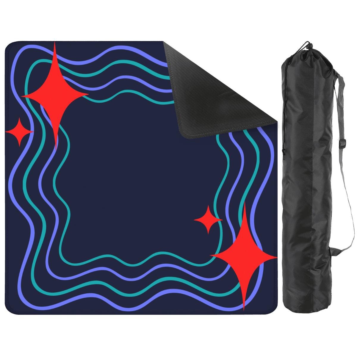 Navy and Red Pop Mahjong Mat: Multi-Color Floral Mahj Game Tabletop (31.5-inch)