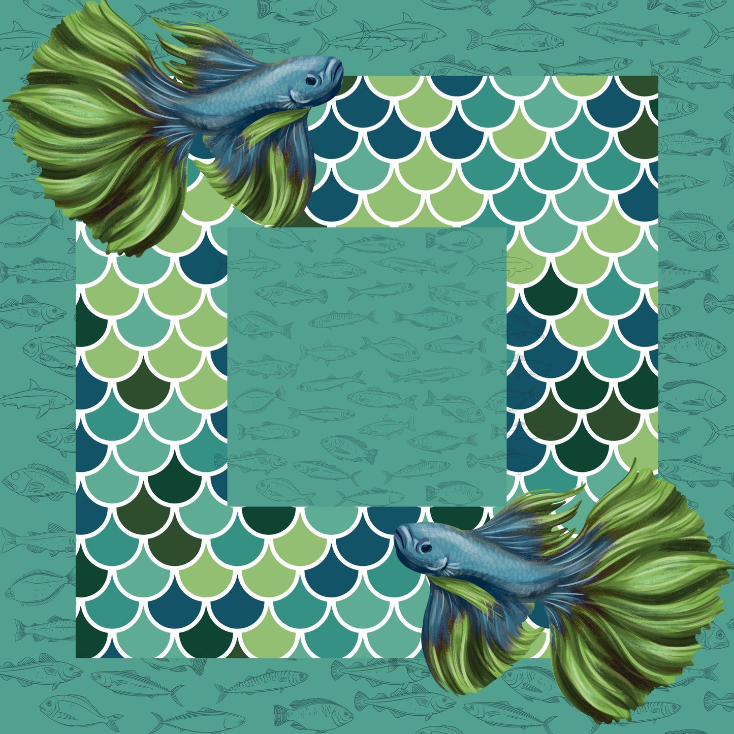 Flying Fish Mahjong Mat: Mahj Game Tabletop (31.5-inch)