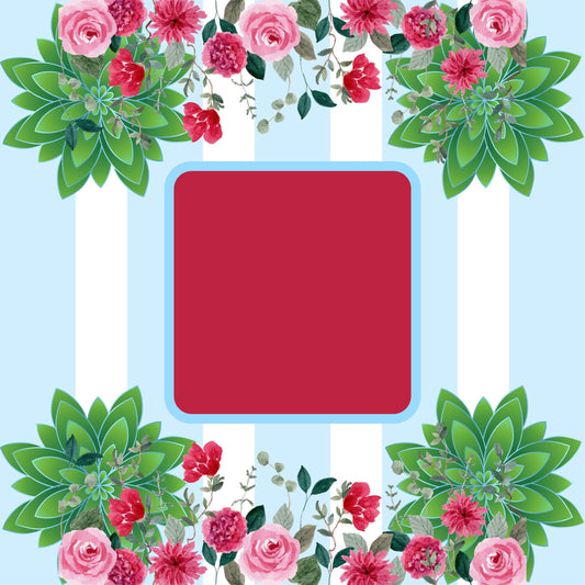 Green and Wine Florals Mahjong Mat: Mahj Game Tabletop (31.5-inch)