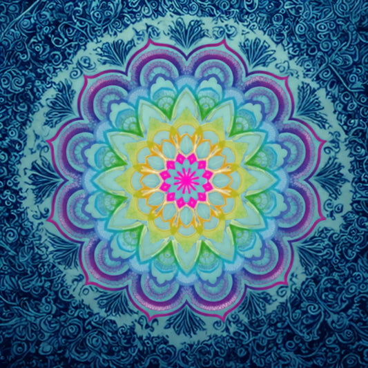 Mandala Mahjong Mat: Multi-Color Floral Mahj Game Tabletop (31.5-inch)