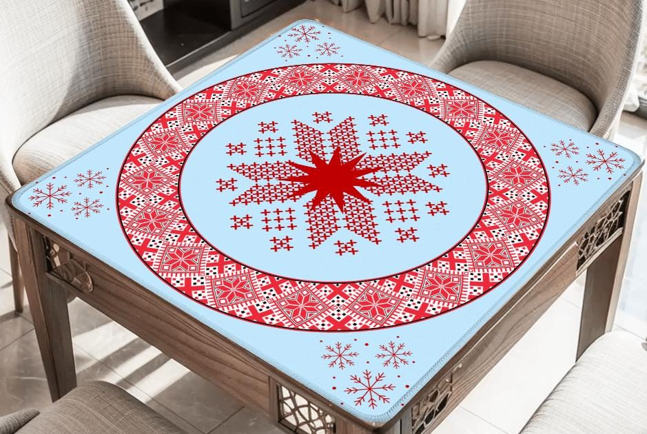 Fair Isle Snowflakes Mahjong Mat Tabletop (31.5-inch)