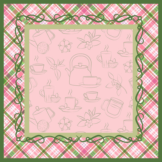 Spill the Tea Plaid Mahjong Mat: Non-Slip Polyester, 31.5" Square