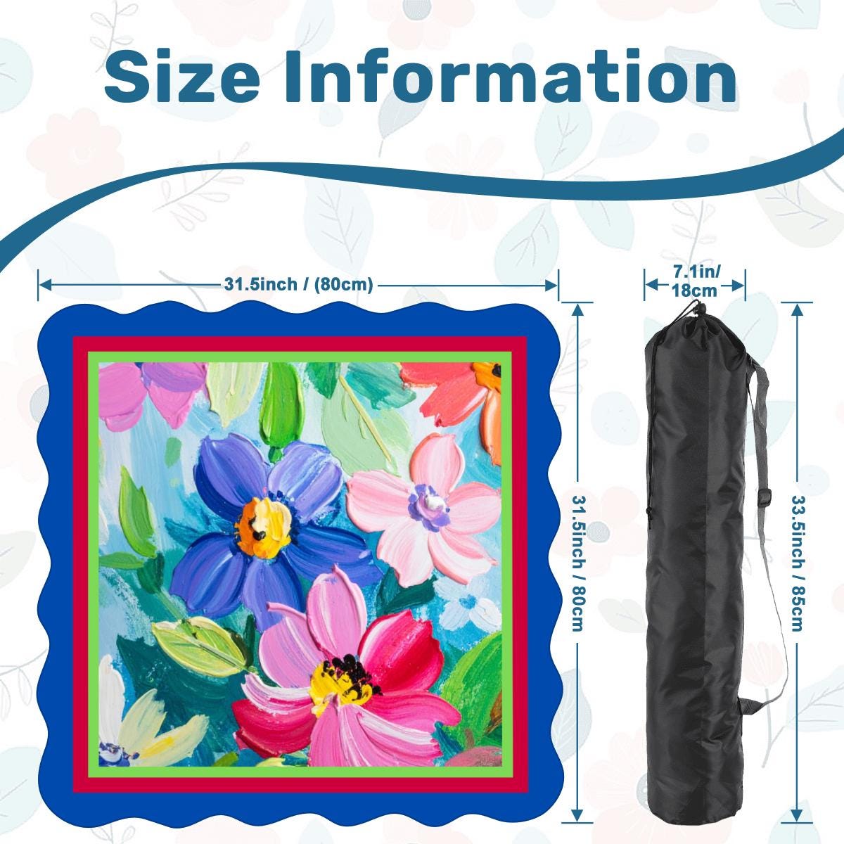 Scalloped Acrylic Flowers Mahjong Mat: Non-Slip Polyester