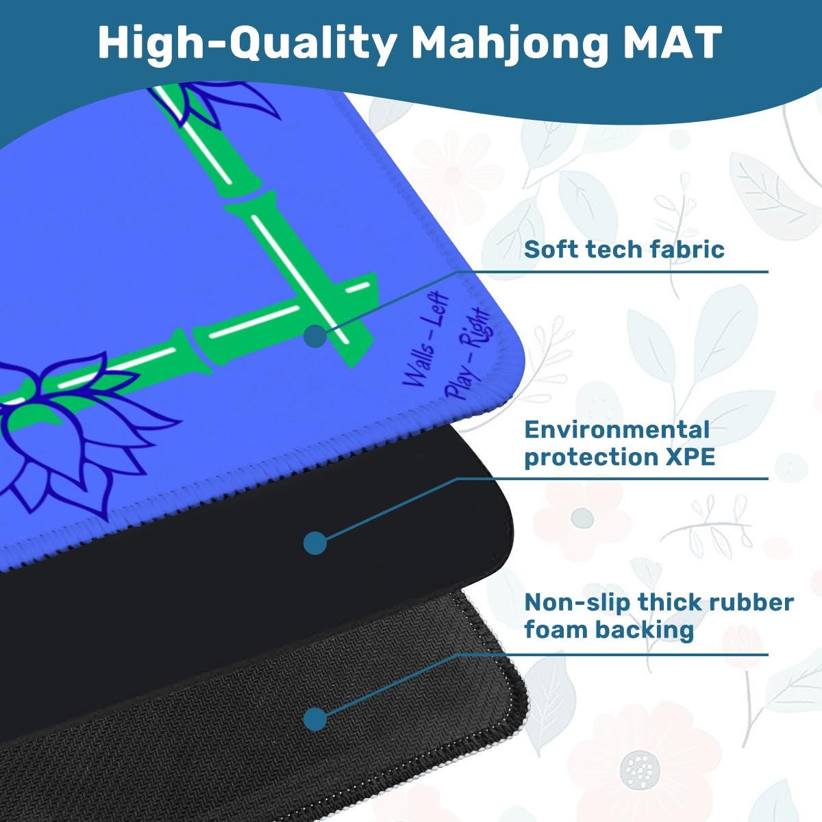 Blooming Lotus Mahjong Mat: Mahj Game Tabletop (31.5-inch)