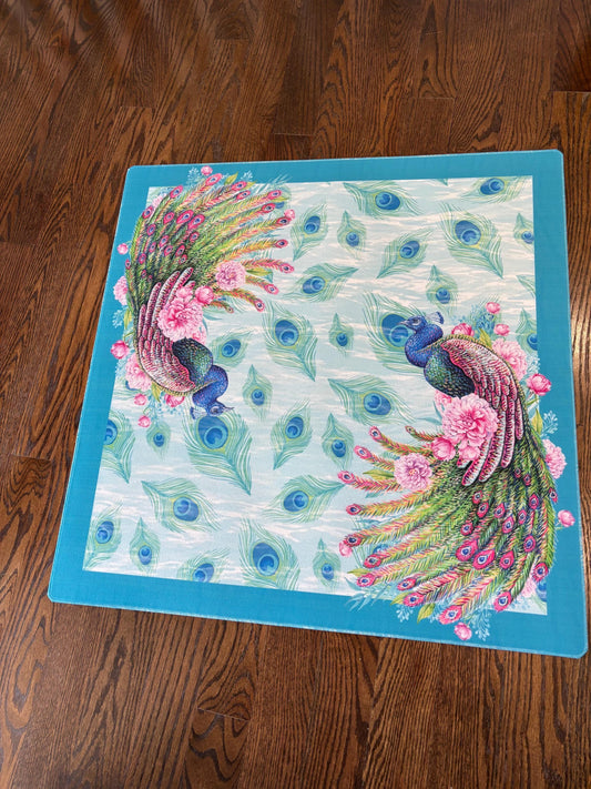 Peacock Lagoon Mahjong Mat: Mahj Game Tabletop (31.5-inch)