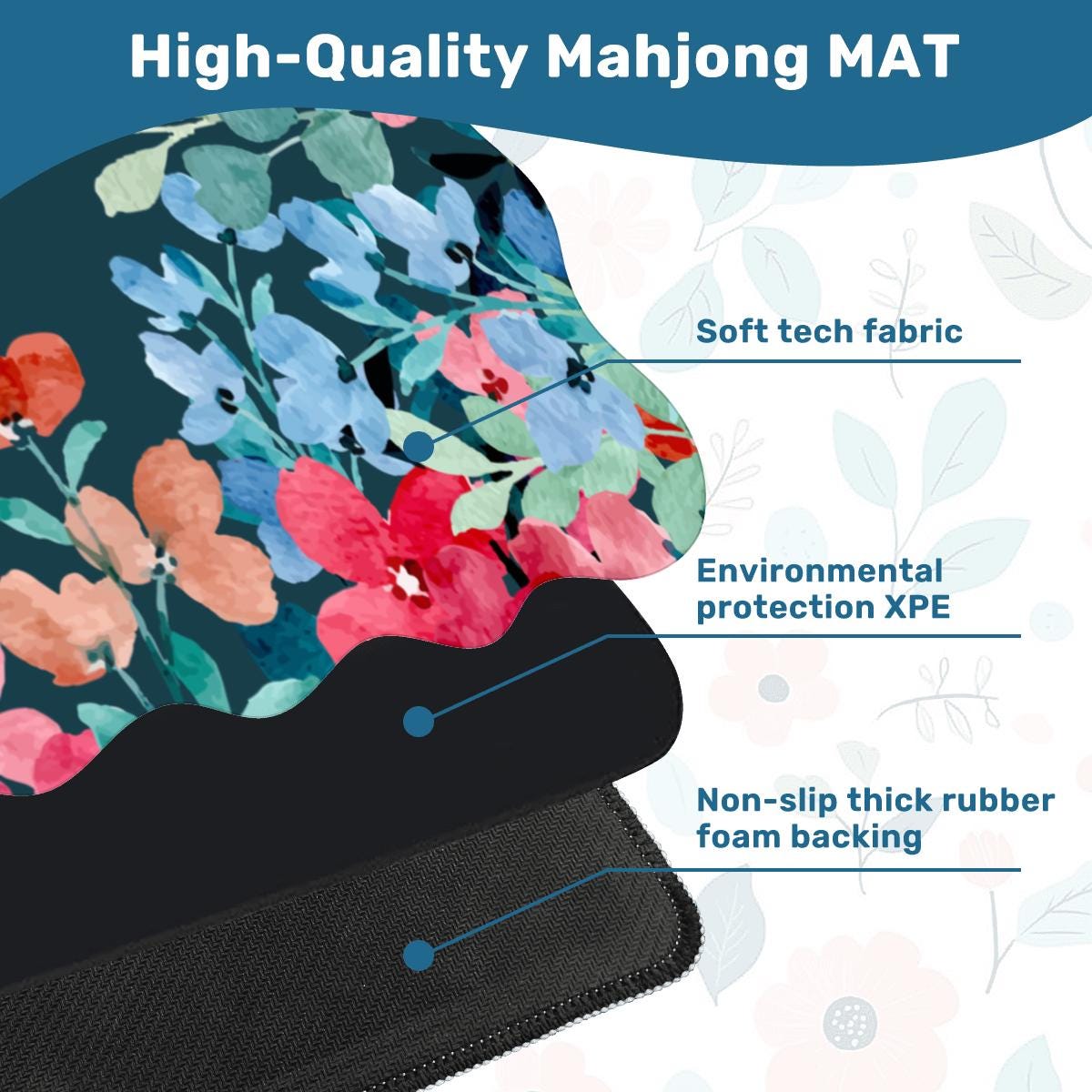 Scalloped Ocean florals Mahjong Mat