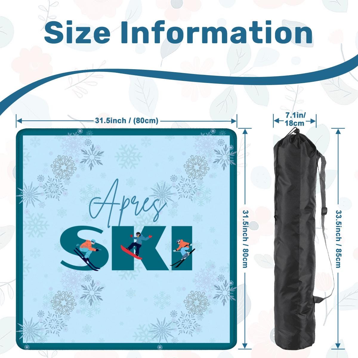 Apres Skiing in Teal with Skiers Mahjong Mat: Mahj Game Tabletop (31.5-inch)