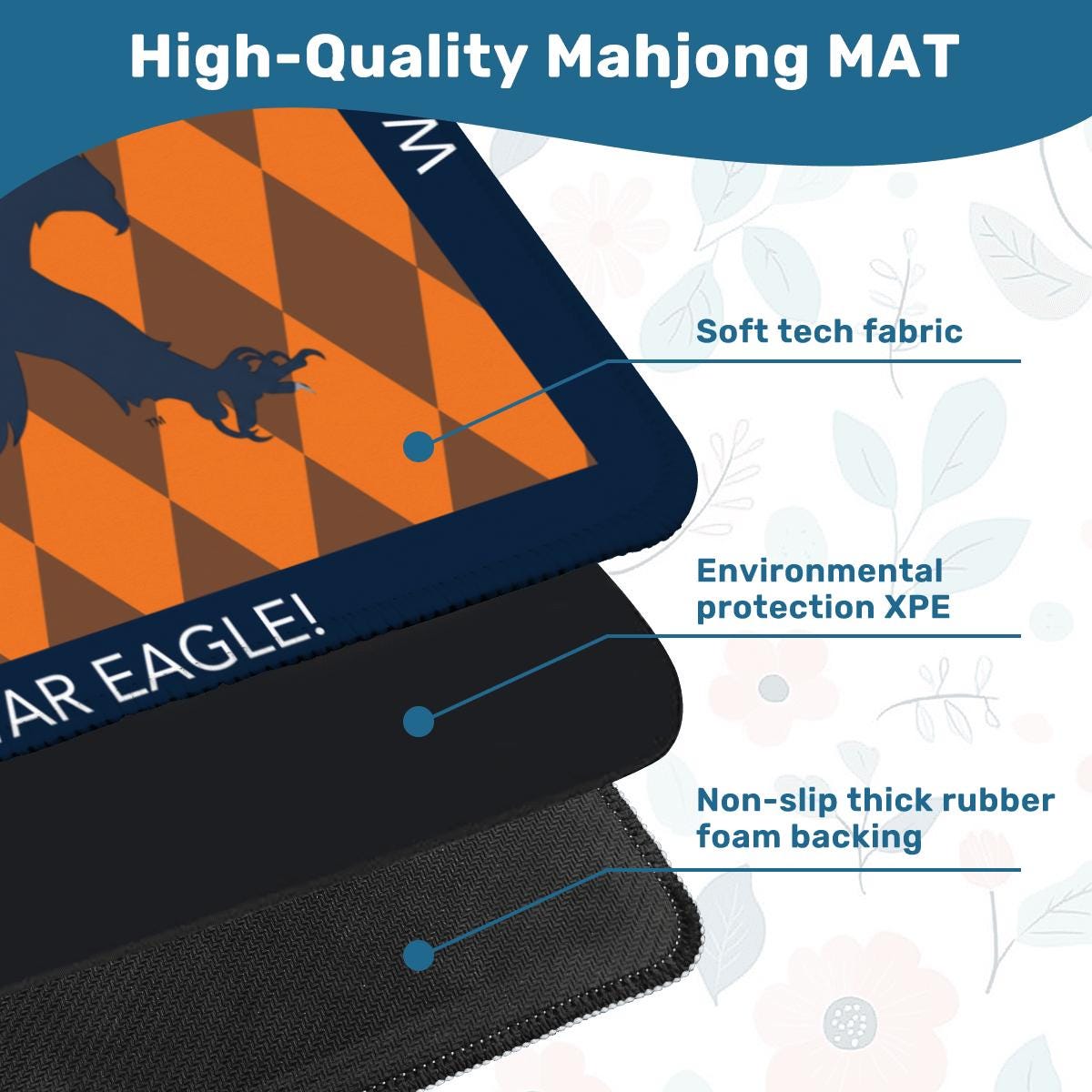 Auburn Eagle Mahjong Mat: Mahj Game Tabletop (31.5-inch)