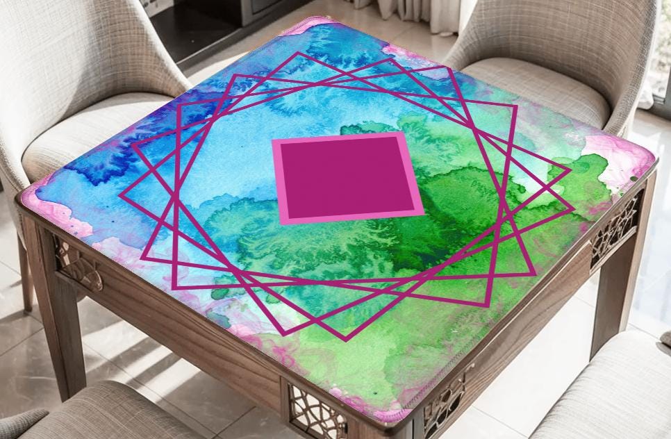 Abstract Mahjong Mat: Mahj Game Tabletop (31.5-inch)