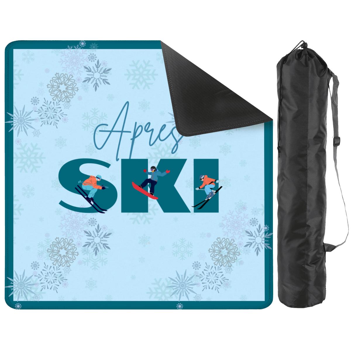 Apres Skiing in Teal with Skiers Mahjong Mat: Mahj Game Tabletop (31.5-inch)