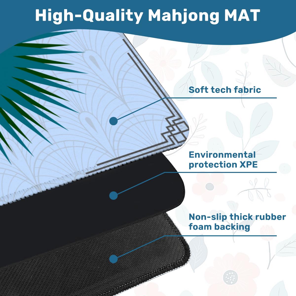 Teal Burst Mahjong Mat: Non-Slip Polyester, 31.5" Square