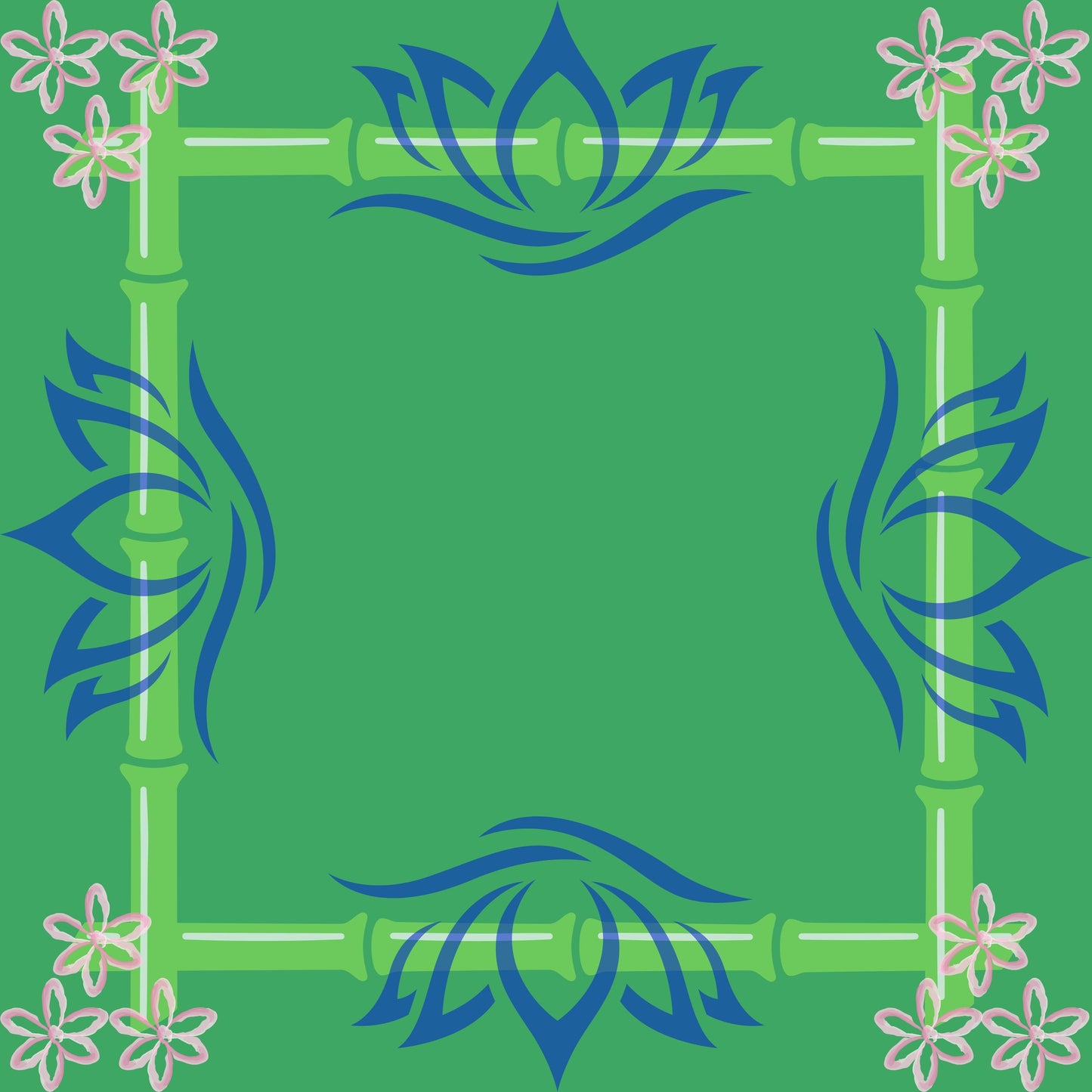 Bamboo Lotus Green Mahjong Mat: Mahj Game Tabletop (31.5-inch)