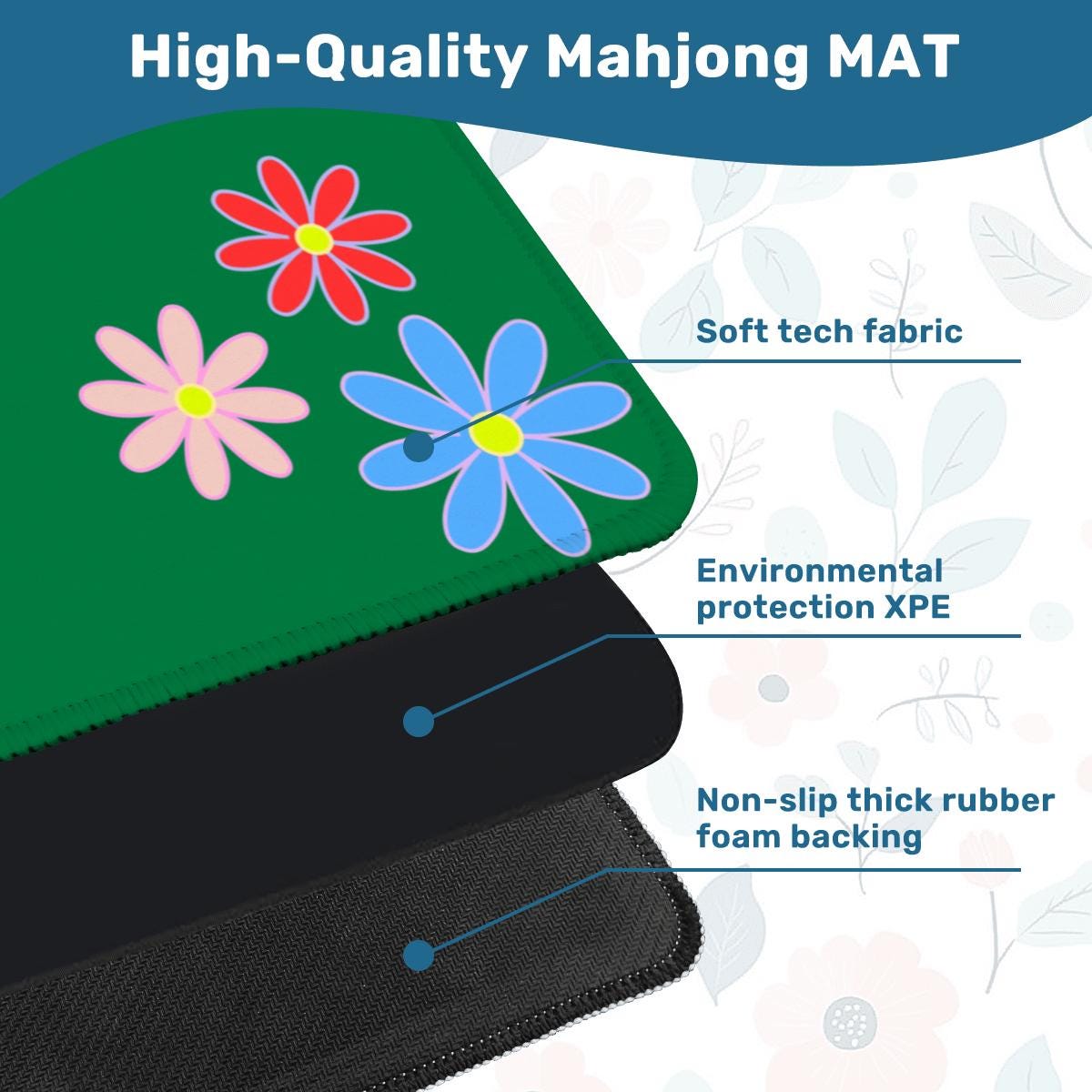 MOD Daisies Mahjong Mat: Mahj Game Tabletop (31.5-inch)