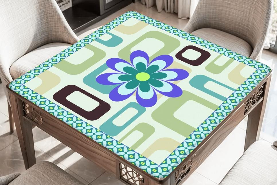 Groovy Vibes Mahjong Mat: Mahj Game Tabletop (31.5-inch)