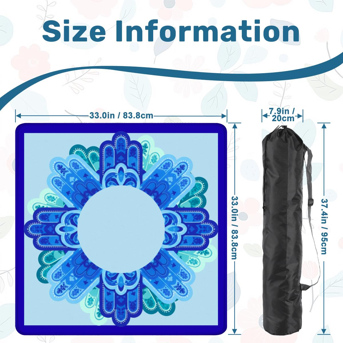 Blue Hamsa Open Middle Mahjong Mat: Mahj Game Tabletop (31.5-inch)